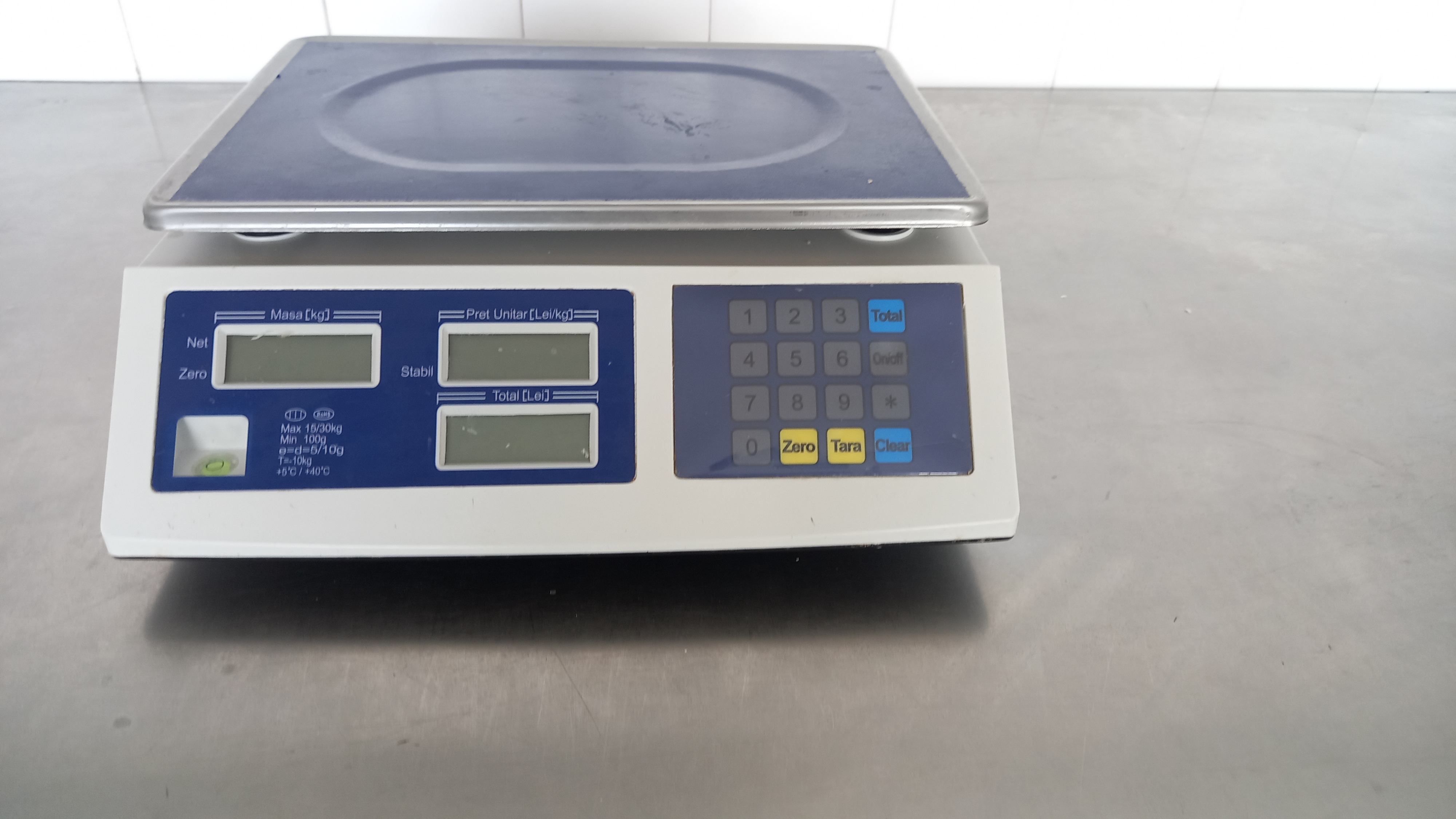 Cântar electronic ACS 15/30 - Cântar electronic comercial ACS 15/30 kg – Cu afișaj preț și platan inox | HoReCa