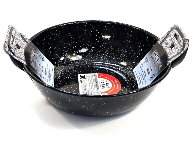 Tigaie adanca pentru prajit cu 2 manere, otel emailat vitrificat EV, 24 cm, 1.7 litri, Garcima La Ideal GRC20324