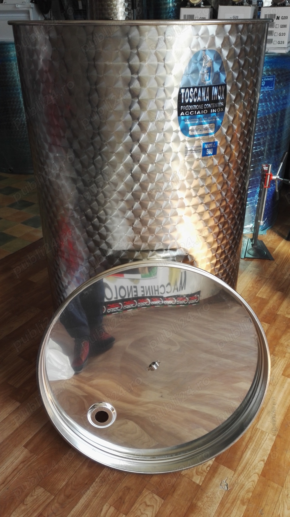 Cisterne inox alimentar pentru vin si bauturi, cu capac flotant – Toscana Inox Italia – 100L pana la 1000L - Imagine 2