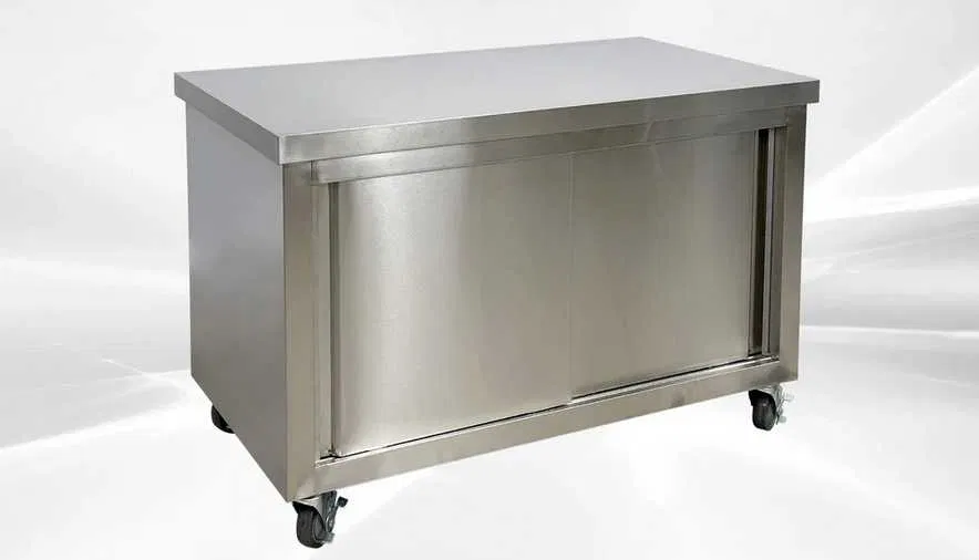 Masa Dulap Inox Profesional cu Usi Glisante si Polita – HoReCa - Imagine 4