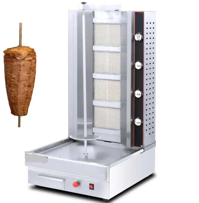 Rotisor Shaorma Kebab Profesional 4 Arzatoare – Gaz GPL / Retea, Motor Jos - Imagine 2