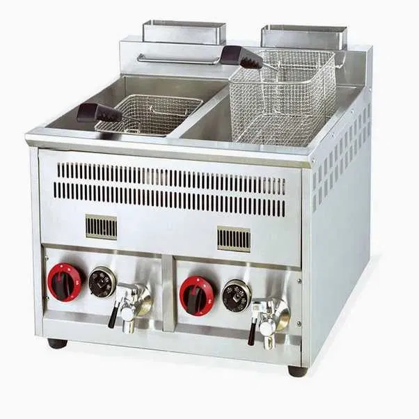 Friteuza Profesionala Dubla pe Gaz 18+18L cu Termostat – HoReCa Noua