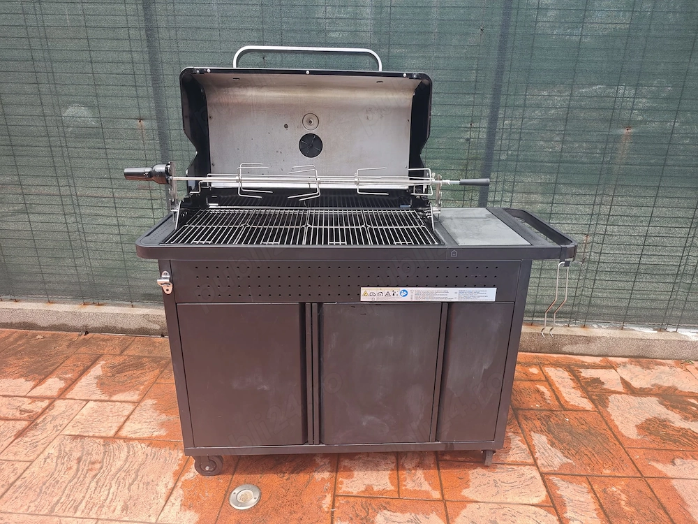 Gratar premium pe carbuni cu rotisor electric – 113x57x115 cm, Timisoara - Imagine 5