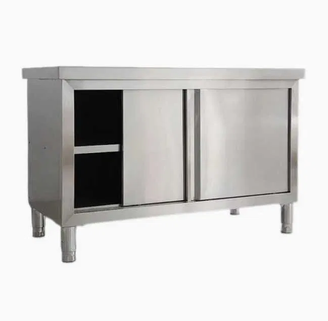 Masa inox tip dulap profesional HoReCa – usi glisante 100-200 cm