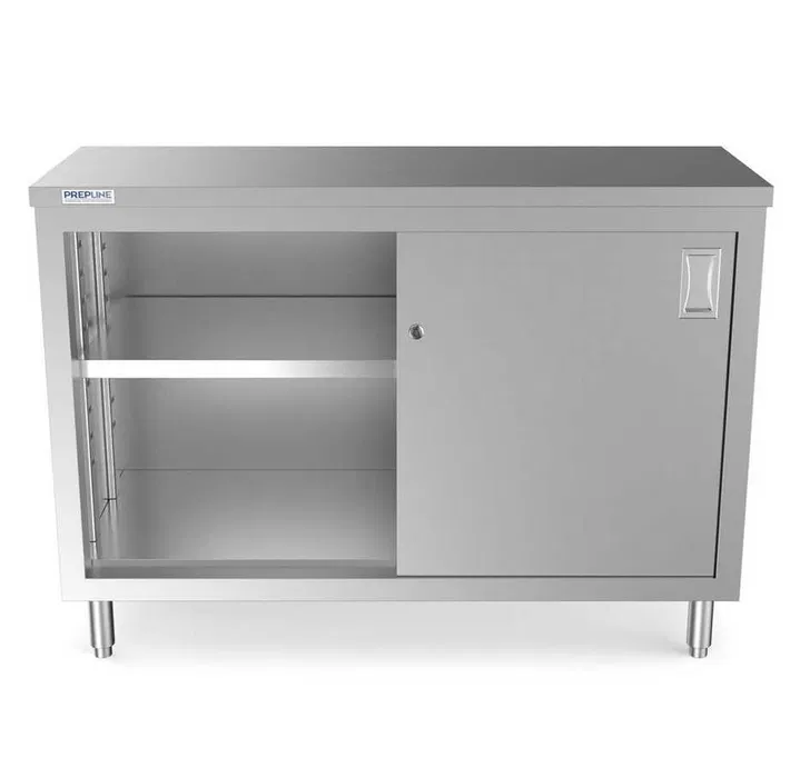 Masa inox tip dulap profesional HoReCa – usi glisante 100-200 cm - Imagine 2