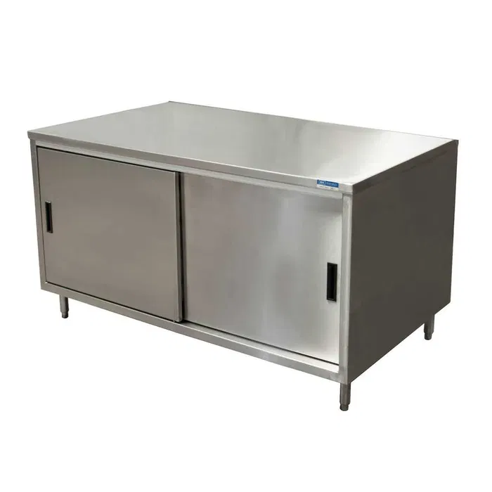 Masa inox tip dulap profesional HoReCa – usi glisante 100-200 cm - Imagine 3