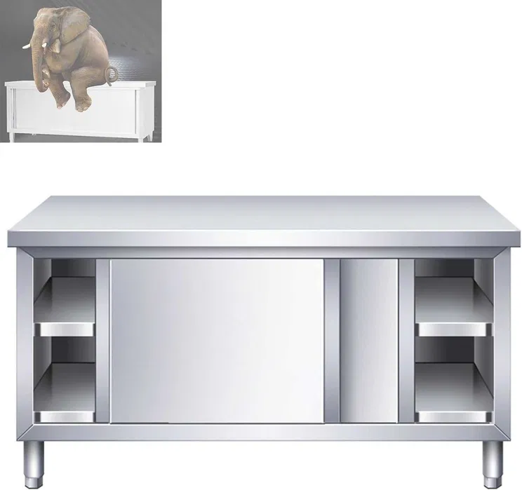 Masa inox dulap profesional HoReCa 120x70 cm – usi glisante - Imagine 3
