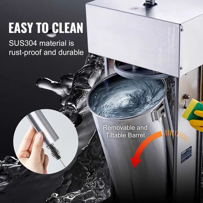 Carnatar electric profesional 20L / 25L – masina umplut carnati inox cu pedala