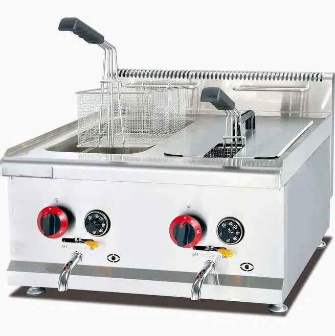 Friteuza profesionala dubla pe gaz 2x15L – 30L, inox, termostat – HoReCa - Imagine 2