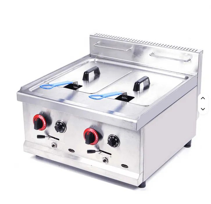 Friteuza profesionala dubla pe gaz 2x15L – inox, termostat, robinet – HoReCa - Imagine 2
