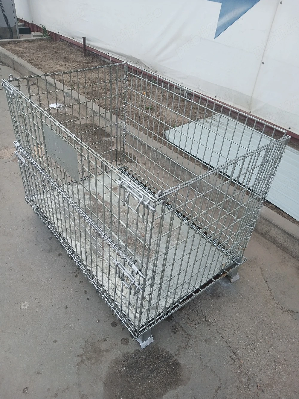 Box paleti metalici zincati pliabili 120x80x90 cm – depozitare HoReCa / industriala