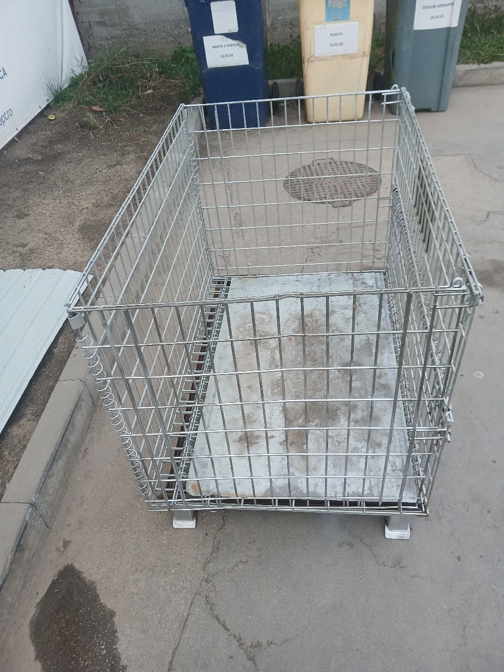 Box paleti metalici zincati pliabili 120x80x90 cm – depozitare HoReCa / industriala - Imagine 3