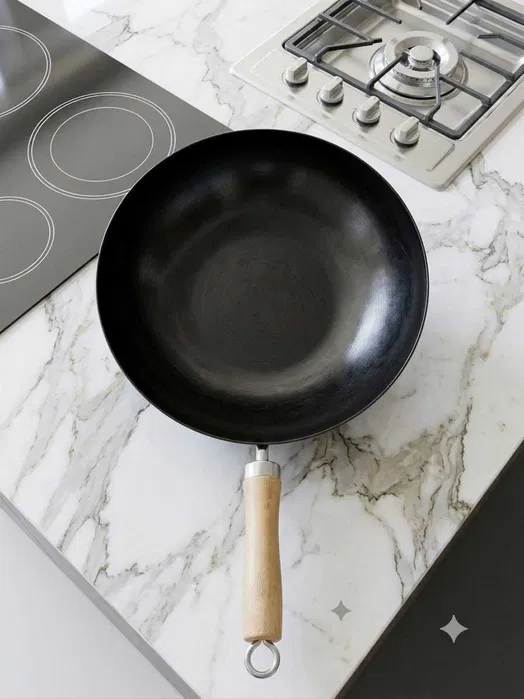 Tigaie Wok profesionala 28 cm din otel carbon – pentru restaurant, fast food si gatit asiatic - Imagine 4