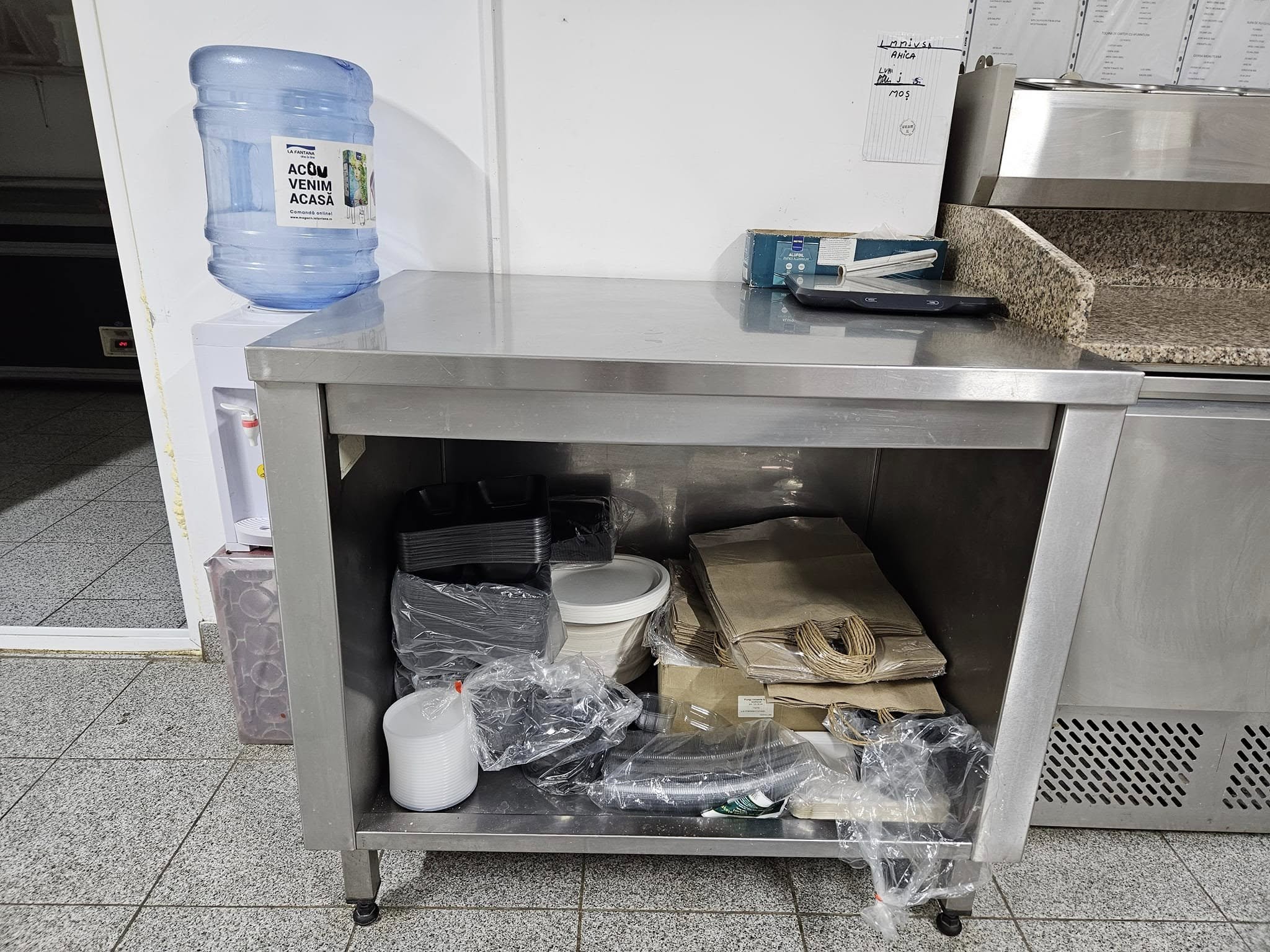 Masa de lucru profesionala inox cu polita inferioara pentru HoReCa