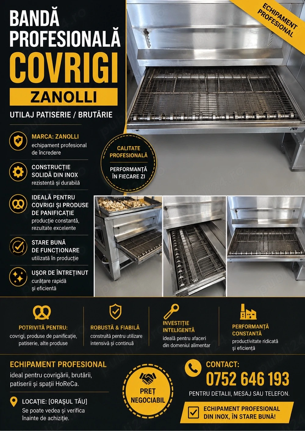 Banda profesionala pentru covrigi Zanolli din inox – utilaj patiserie si brutarie - Imagine 3