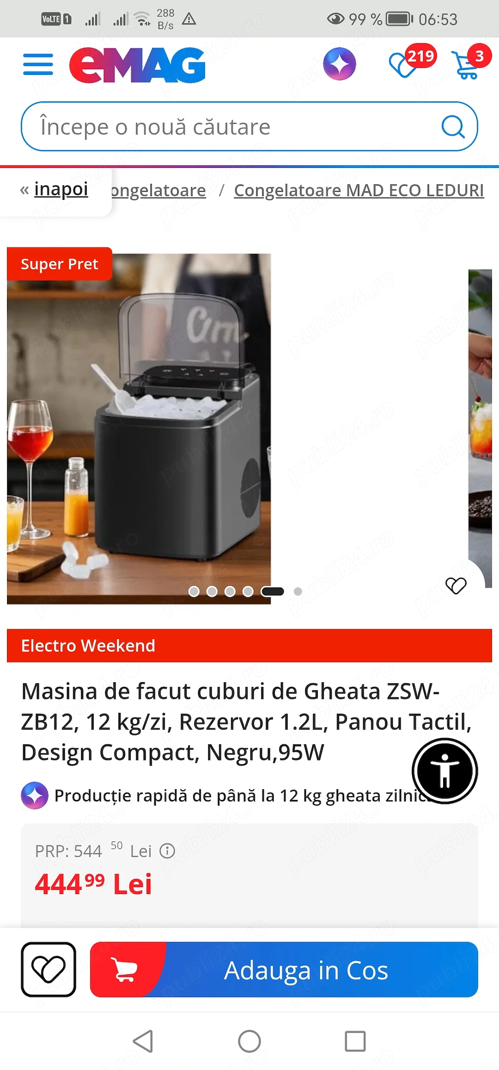 Masina de facut cuburi de gheata 12 kg/24h, 65 W, compatibila cu invertor, noua - Imagine 2