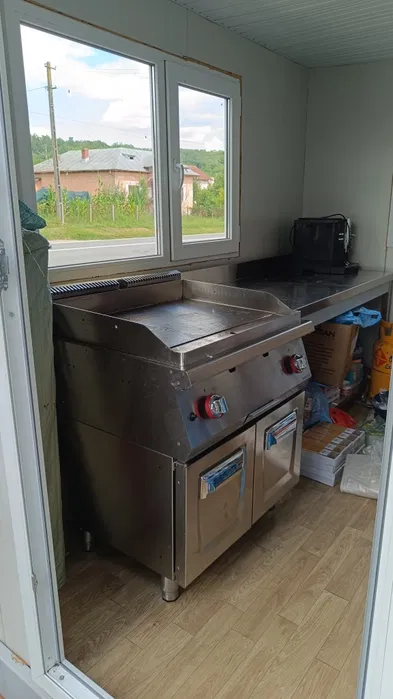 Plita grill profesionala pe gaz din inox, 2 zone de gatire, cu dulap - HoReCa - Imagine 4