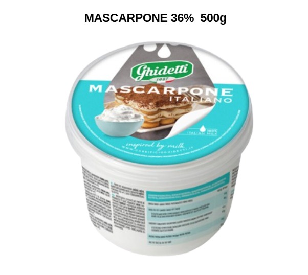 Mascarpone Italian Ghidetti 36% 500g - Crema Mascarpone pentru Tiramisu, Cofetarie si HoReCa