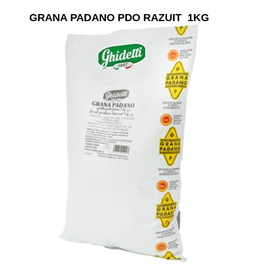 Grana Padano PDO Ghidetti Razuit 1 KG - Parmezan Ras pentru Pizza, Paste si HoReCa