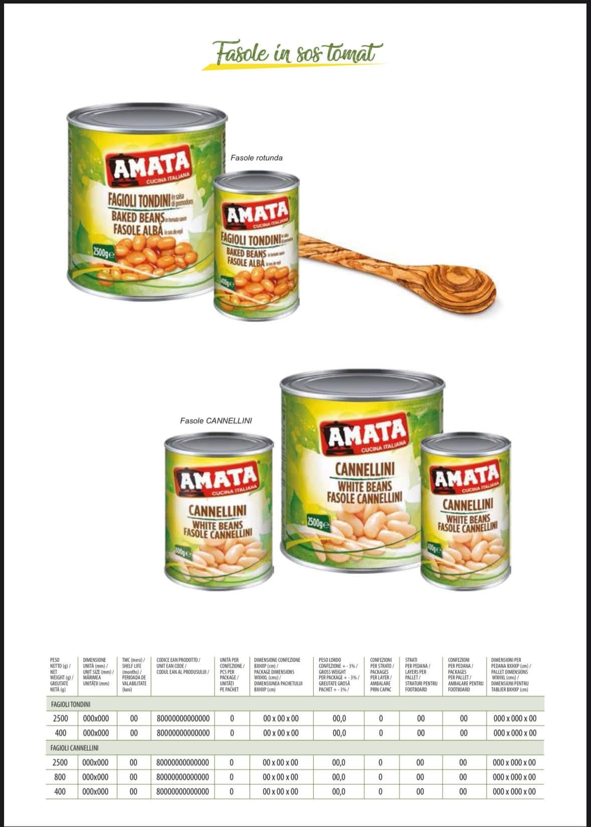 Fasole Amata Tondini si Cannellini 400g - 2.5KG, Conserve Italiene pentru HoReCa