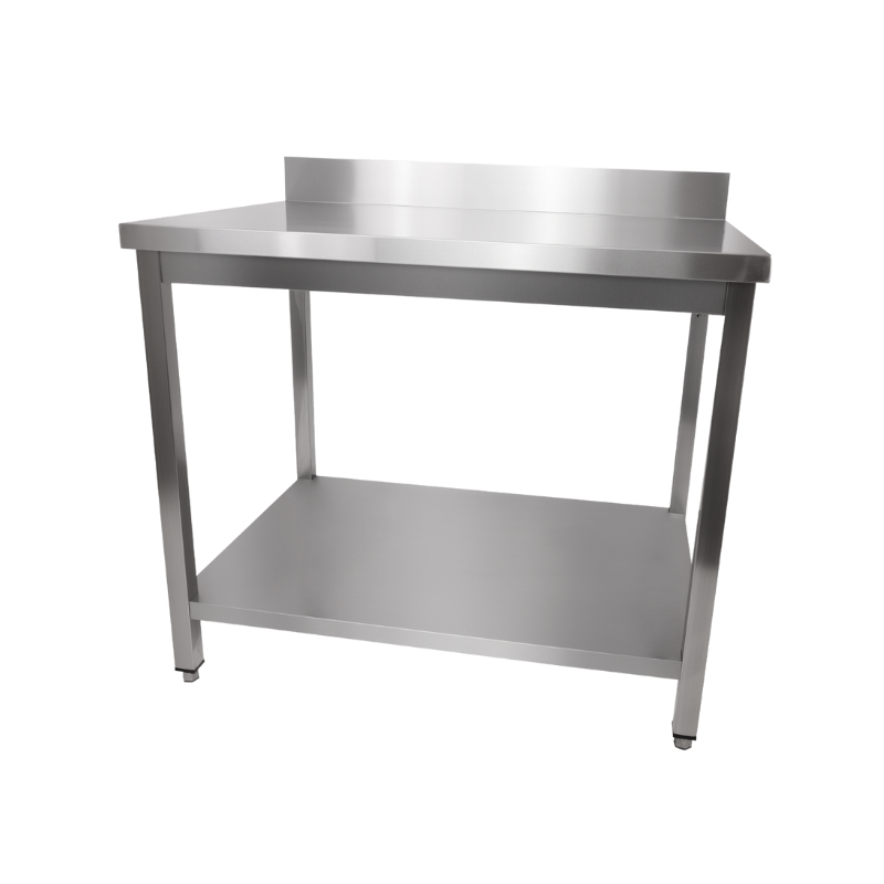 Masa de Lucru Inox cu Polita & Rebord - Diverse Dimensiuni– Profesionala HoReCa Restaurant Bucatarie