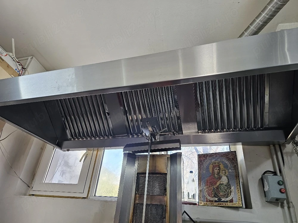 Hotă profesionala inox cu filtre labirint + motor – restaurant, fast-food, shaormerie – Vaslui