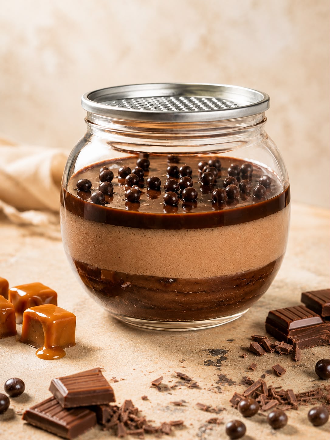 Desert Ciocolata si Caramel Sarat la Borcan 140g – Cafenele si HoReCa
