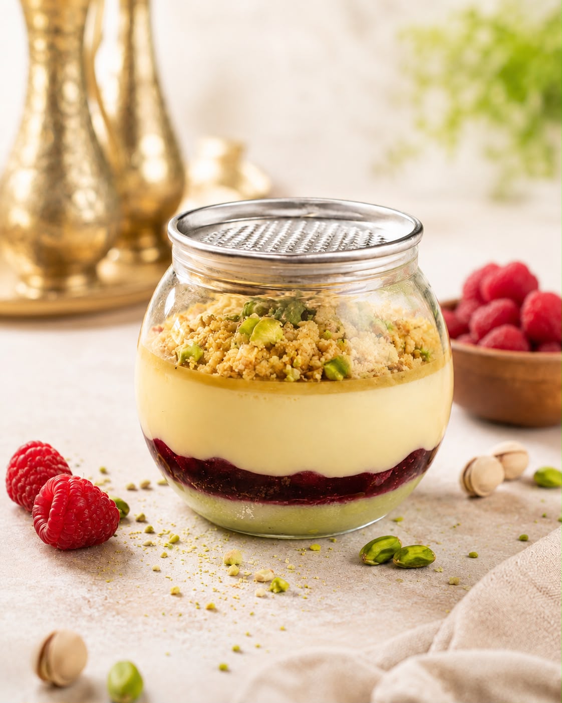 Desert Zmeura si Fistic la Borcan 140g pentru Cafenele si HoReCa