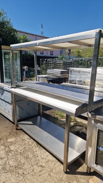 Masa inox profesionala cu blat polietilena si polita – masa lucru HoReCa - Imagine 2
