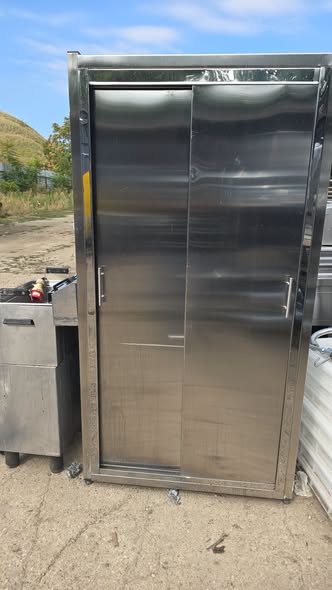 Dulap inox profesional 95x45x180 cm, 3 polite, 2 usi culisante – HoReCa - Imagine 2