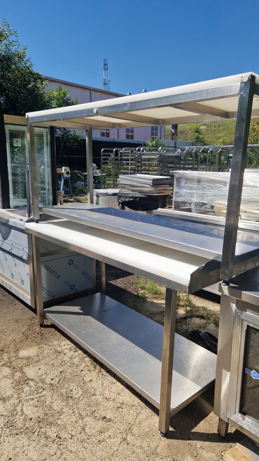 Masa inox profesionala cu polita si suprastructura – masa lucru HoReCa