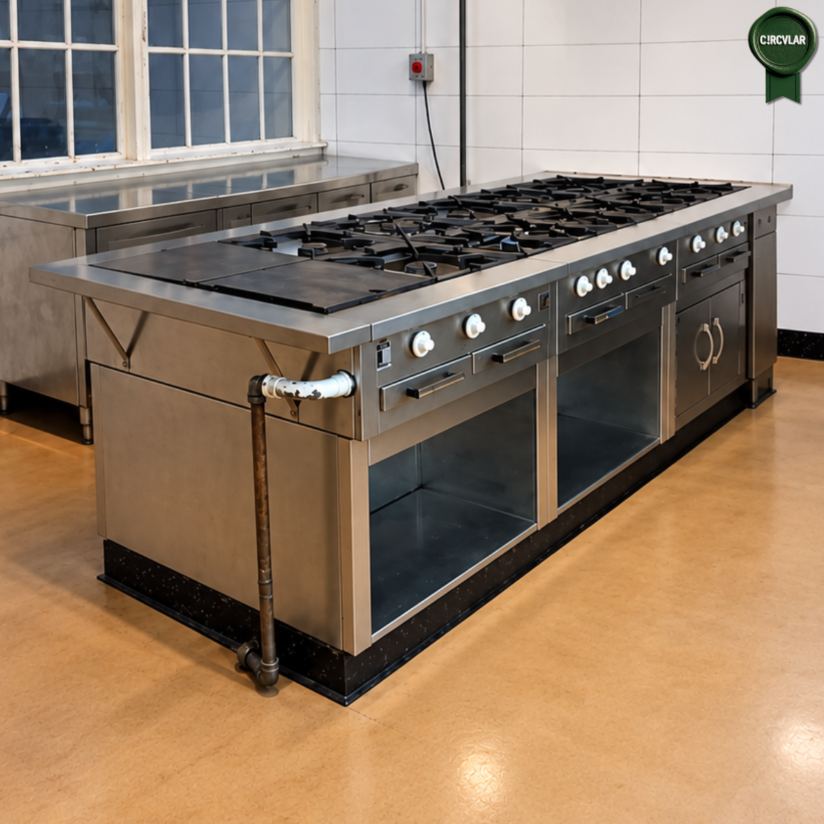 Aragaz profesional HoReCa 12 arzatoare + plita – bloc de gatit industrial din inox pentru restaurant