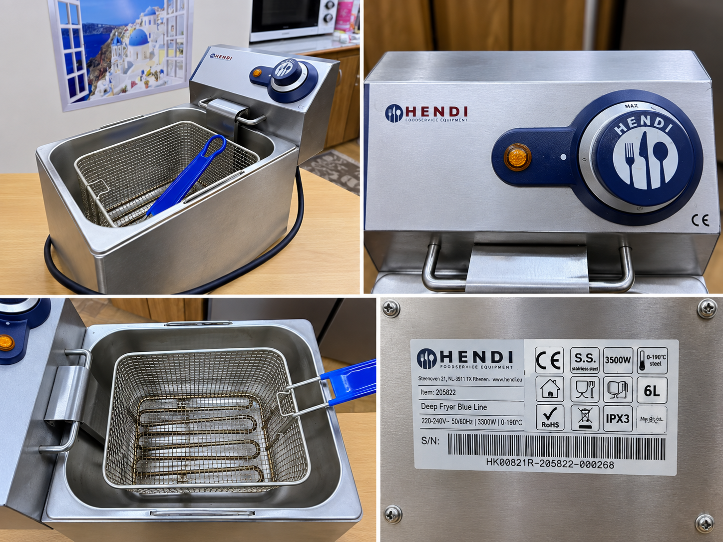 Friteuza profesionala Hendi Blue Line 6L – 3300W, inox, 190°C