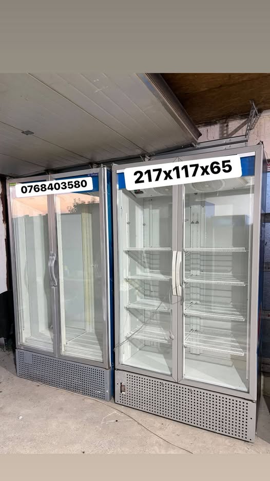 Vitrine frigorifice duble SH 217x117x65 cm – 2 usi, LED, pentru lactate, mezeluri si bauturi
