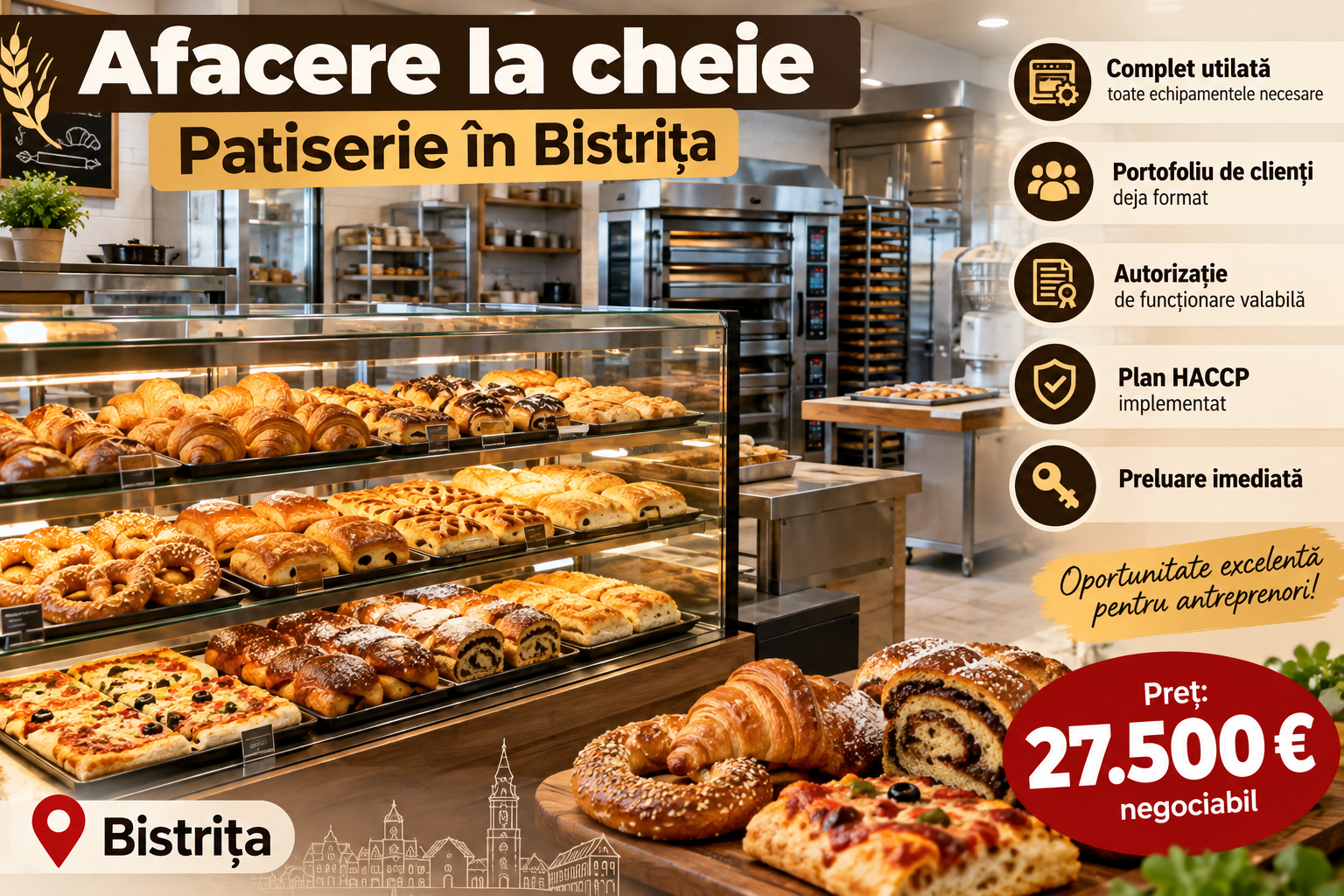 Afacere la cheie de vanzare – Patiserie complet utilata Bistrita
