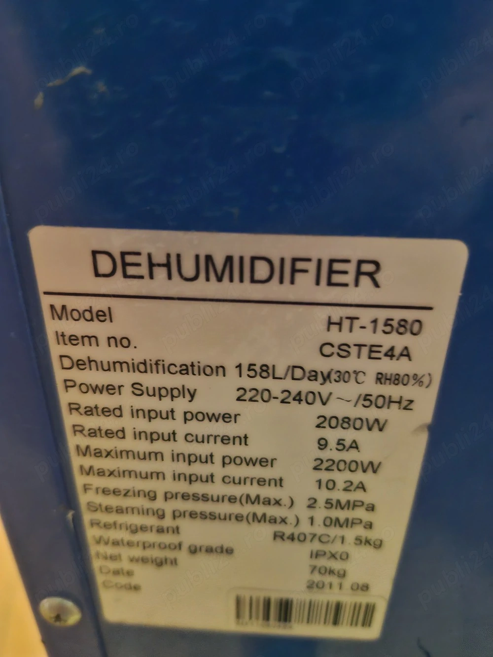 Dezumidificator industrial profesional pentru santiere si sali de evenimente