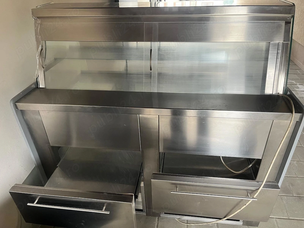 Vitrina frigorifica profesionala cofetarie patiserie inox 140 cm - SH orizontala - Imagine 3