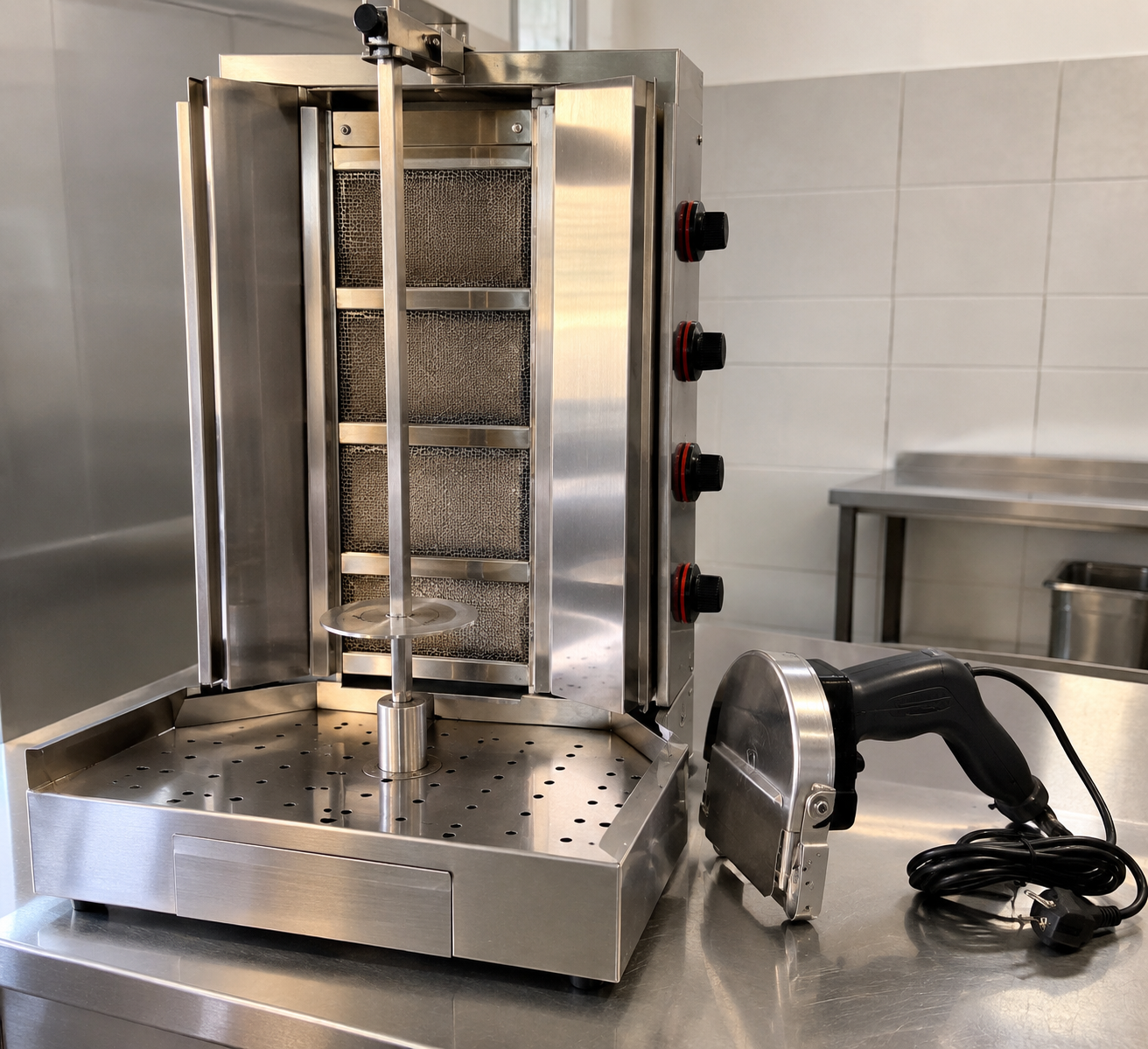 Aparat kebab profesional cu masina de taiat carne - Resita, Caras-Severin