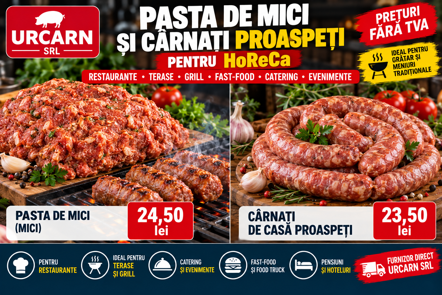Pasta de mici si carnati proaspeti pentru HoReCa - URCARN