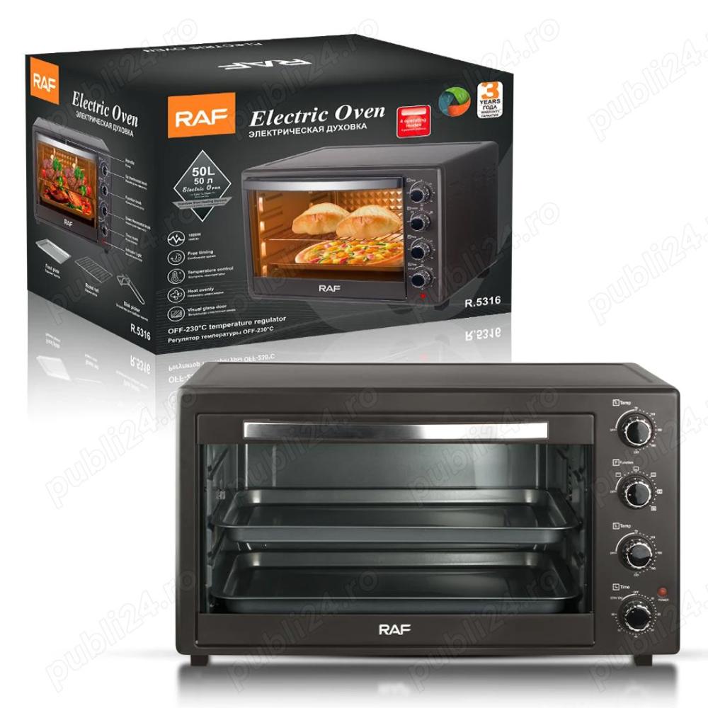 Cuptor electric 38L nou, 4 rezistente, 250°C, grill, tava si timer 60 min - Imagine 4