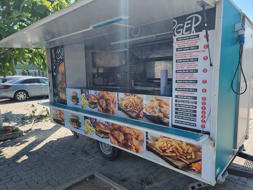 Rulota Fast Food Gehl 4x2 m Complet Utilata - Plita Gaz, Friteuza Dubla, Hota, Frigider - Timis - Imagine 3