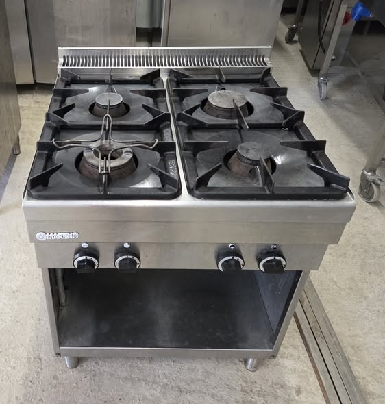 Masina de gatit profesionala pe gaz cu 4 arzatoare, constructie inox, 70x70x87 cm, second hand HoReCa - Imagine 5