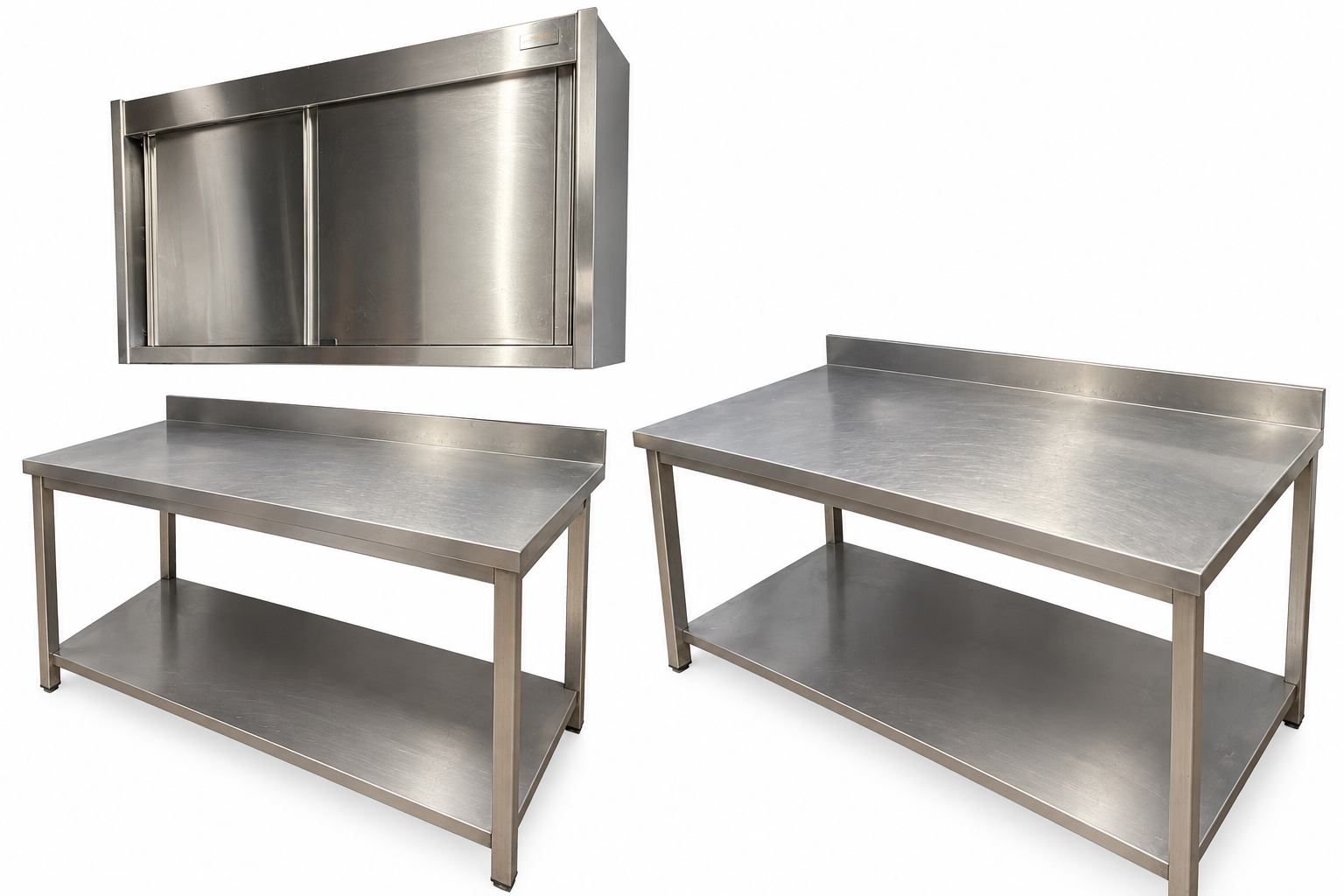Vând 3 mese profesionale din inox + dulap suspendat inox – HoReCa